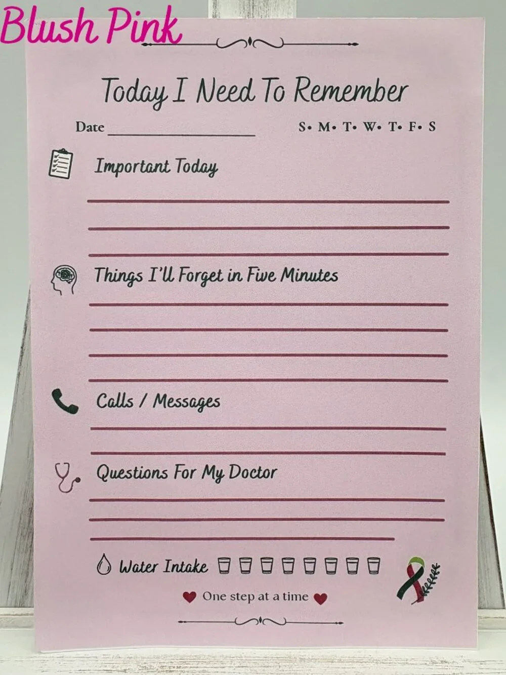 Chemo Brain Memo Pad | Brain Fog Daily Reminder Notepad 50 Pages